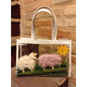 borsa trasparente con pecore 
