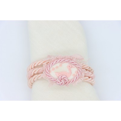 Porta tovagliolo in cordone e sangallo rosa 22/21/R € 2,50