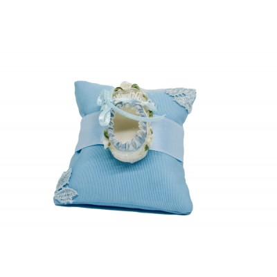 Cuscino celeste con miniatura in porcellana filigrane  € 9,00